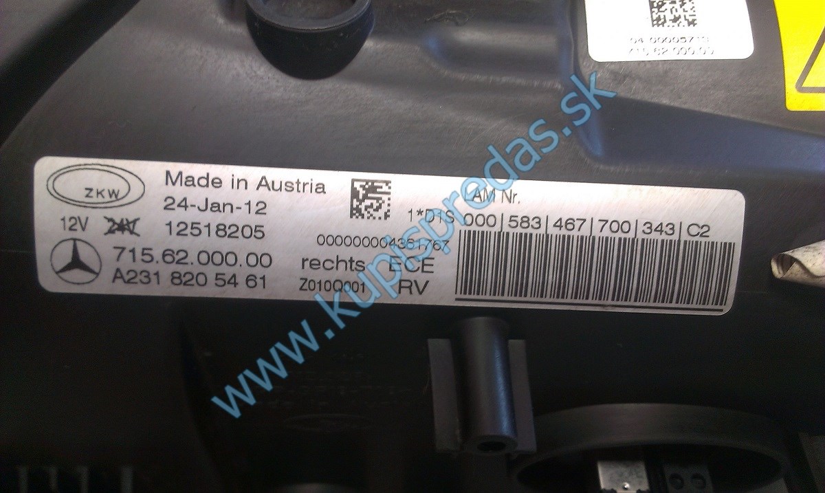 Predné pravé svetlo Xenon ILS Led MERCEDES SL W231 